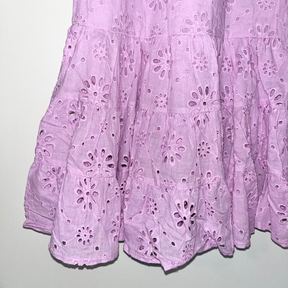 MUSTARD SEED NWT Eyelet Cotton Halter Neck Tiered Mini Dress Lavender S - Picture 12 of 12